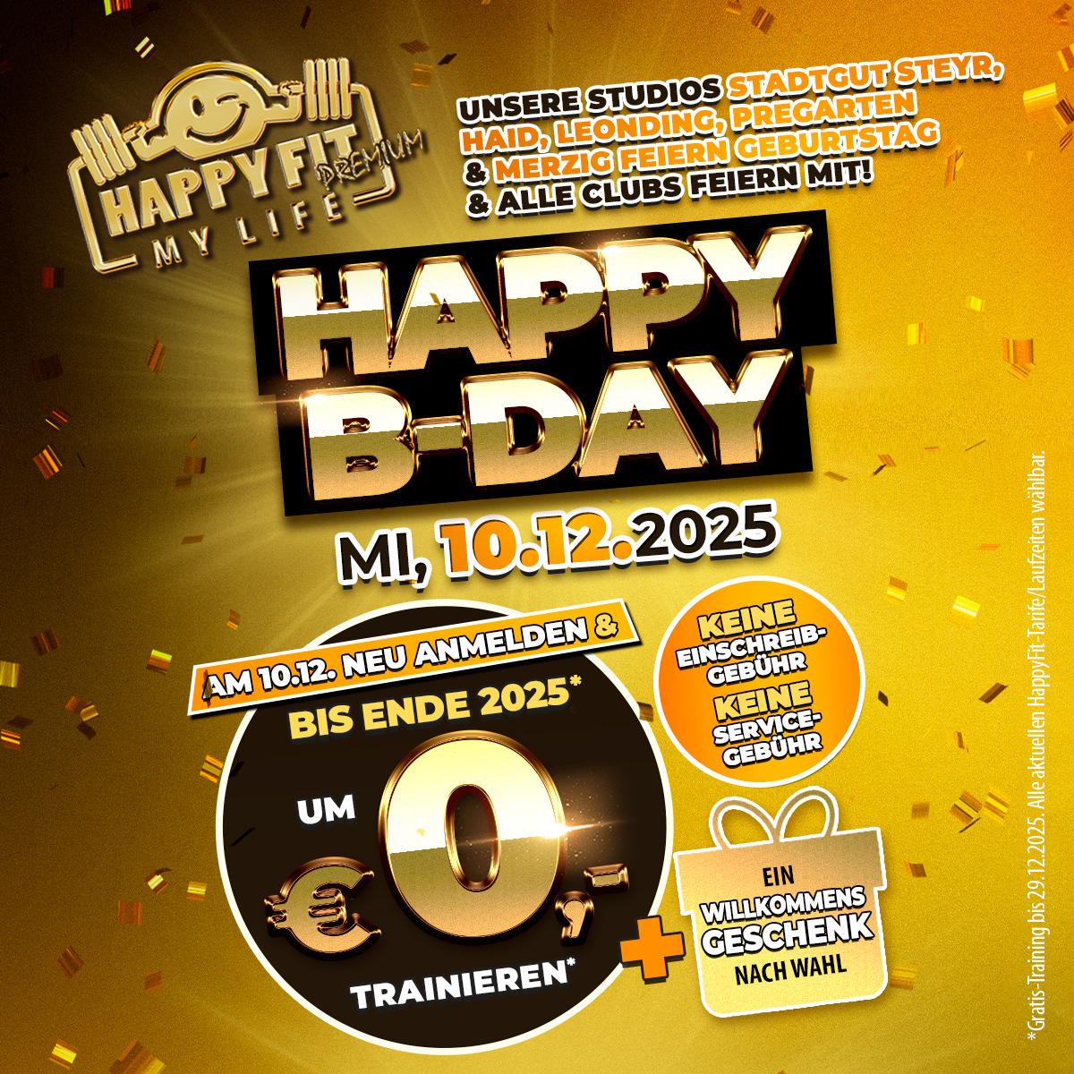 Happy Bday Aktion bei HappyFit am 10.12.2025