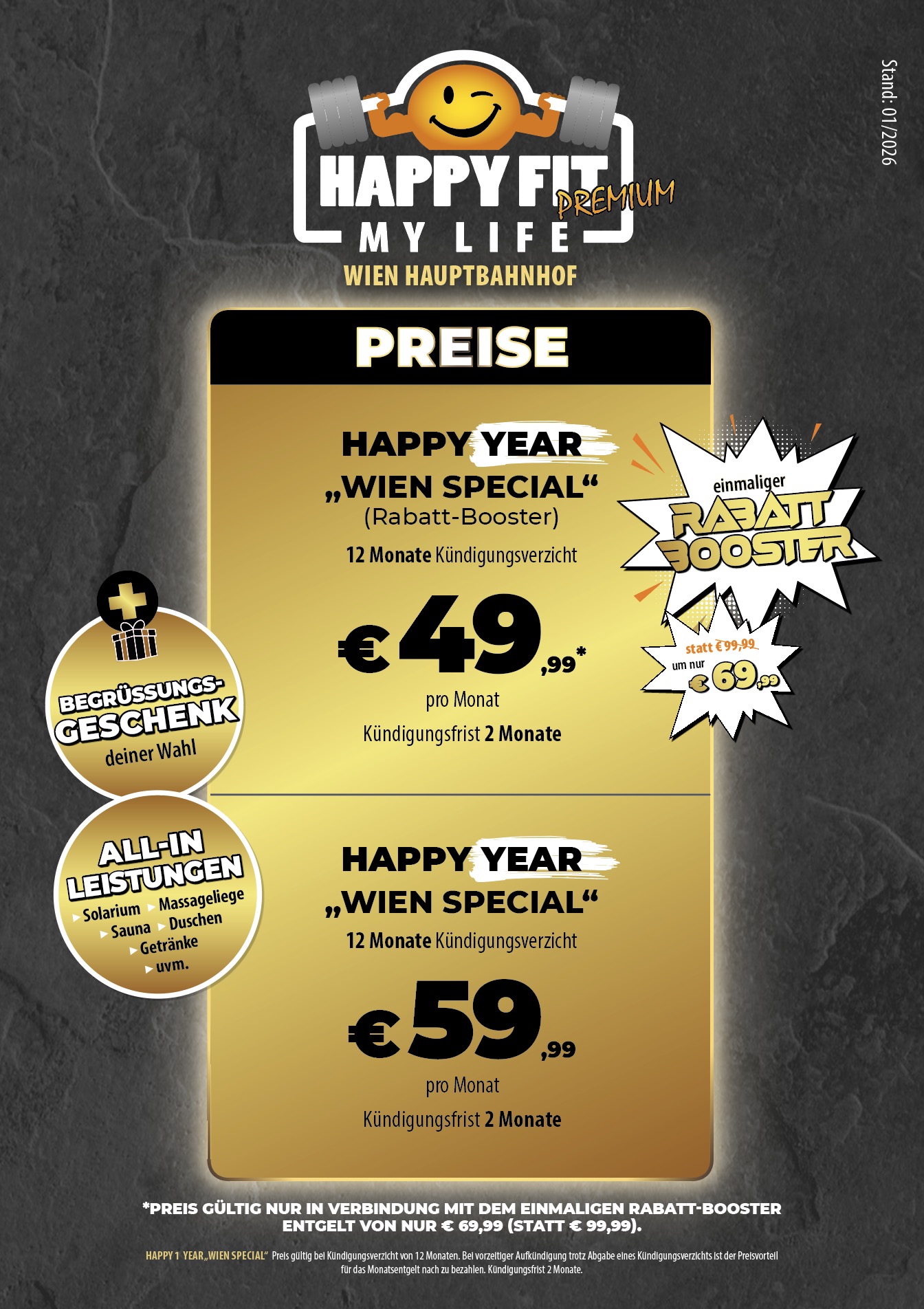 Preisliste Happy Fit Wien 01/2026